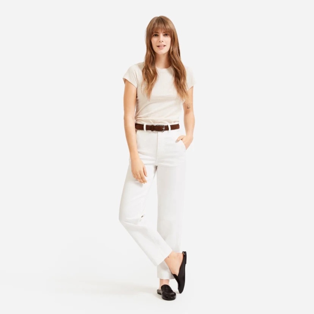 Everlane White Straight Leg Cropped Pants Size 0